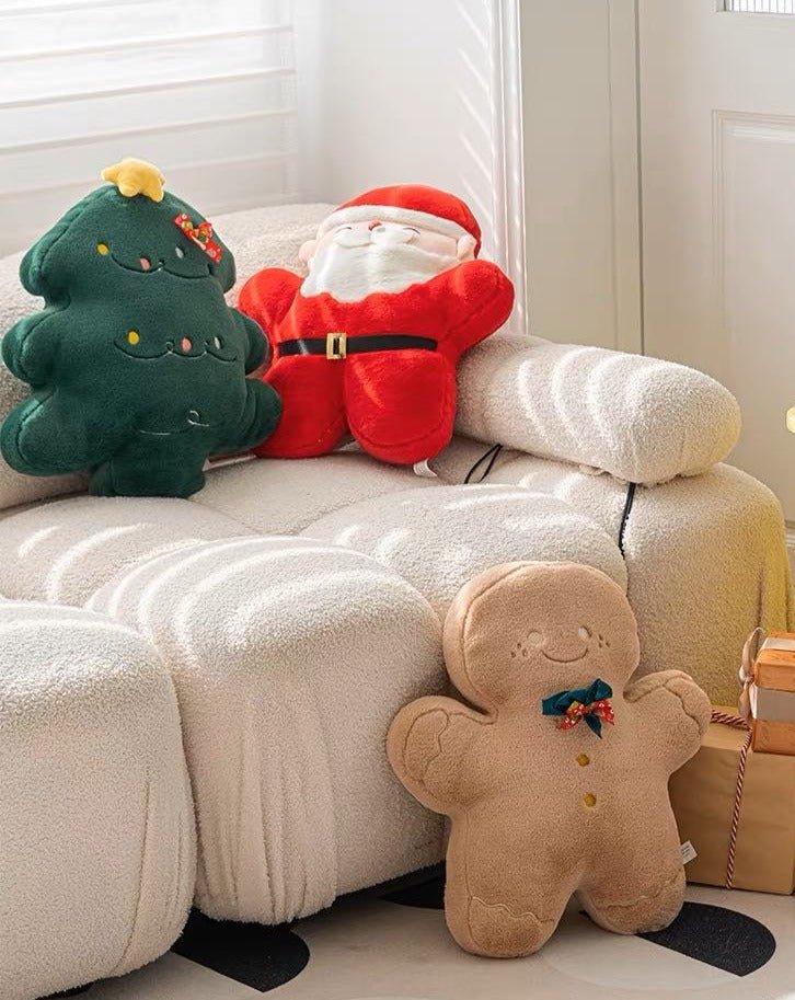 Christmas Decorative Throw Pillow - Santa, Gingerbread Man, Christmas Tree