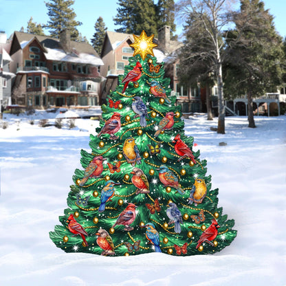 Christmas Birds-Themed Christmas Tree Outdoor Indoor Decor Wooden Christmas Decoration by G. Debrekht Christmas Decor - 8191511F