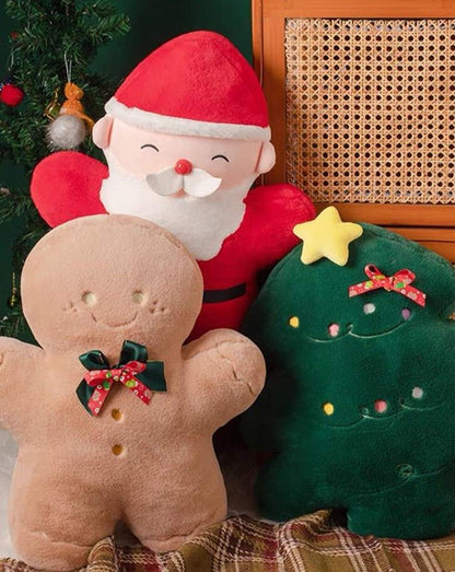 Christmas Decorative Throw Pillow - Santa, Gingerbread Man, Christmas Tree